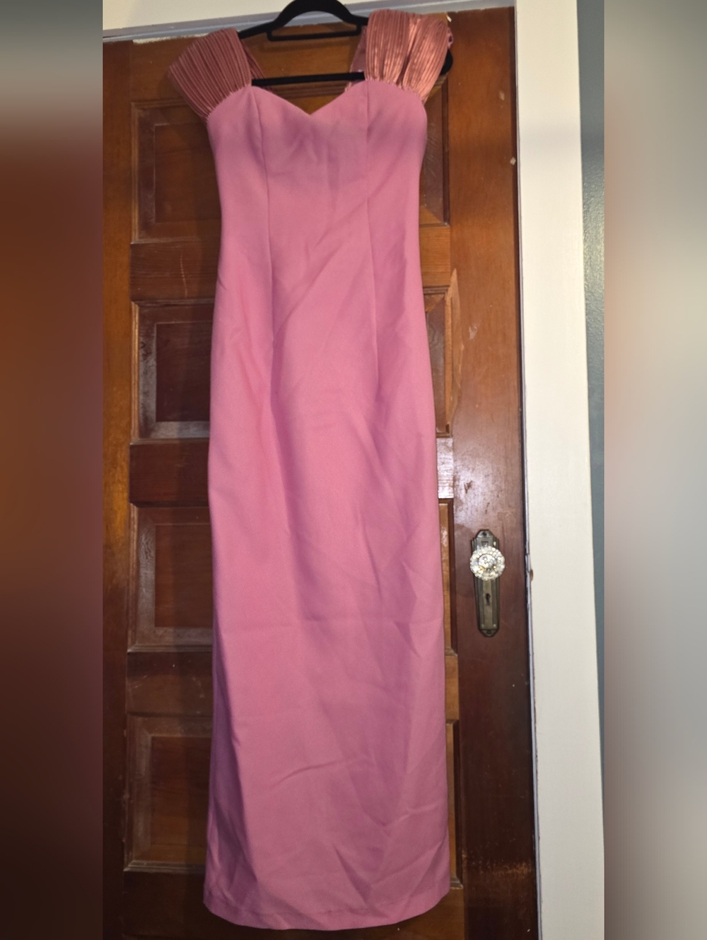 Vintage Jordan Pink Off-Shoulder Column Dress